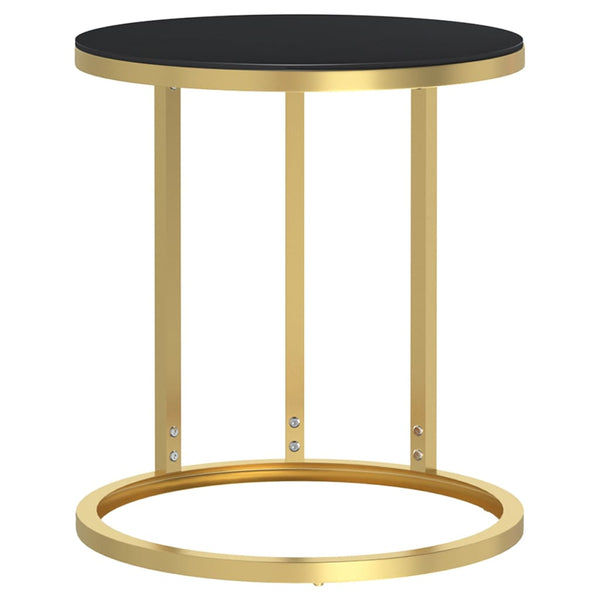 Gold-schwarzer Beistelltisch Ragan 45 cm (Hartglas)