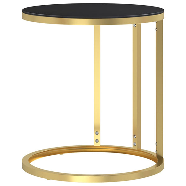 Gold-schwarzer Beistelltisch Ragan 45 cm (Hartglas)