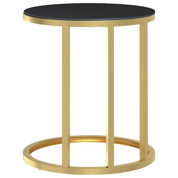 Gold-schwarzer Beistelltisch Ragan 45 cm (Hartglas)