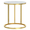 Gold- und weißer Marmor-Beistelltisch Ragan 45cm (gehärtetes Glas)