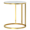 Gold- und weißer Marmor-Beistelltisch Ragan 45cm (gehärtetes Glas)