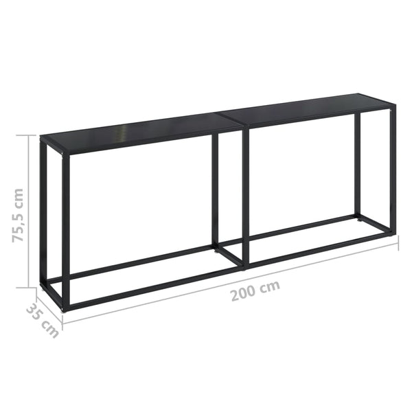 Musta konsolipöytä Ivelarie 200x35x75,5cm (karkaistu lasi)