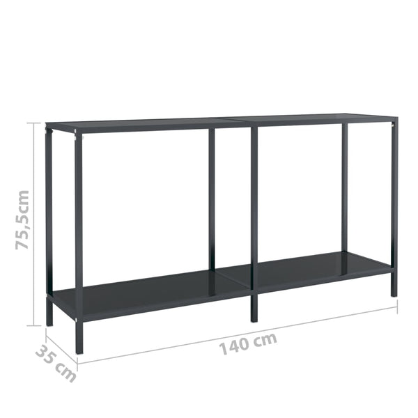 Konsolentisch Jaylin Schwarz 140x35x75,5cm (Gehärtetes Glas)