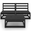 Schwarze Gartensofa-Garnitur Iutalim (3-teilig, Kiefer)