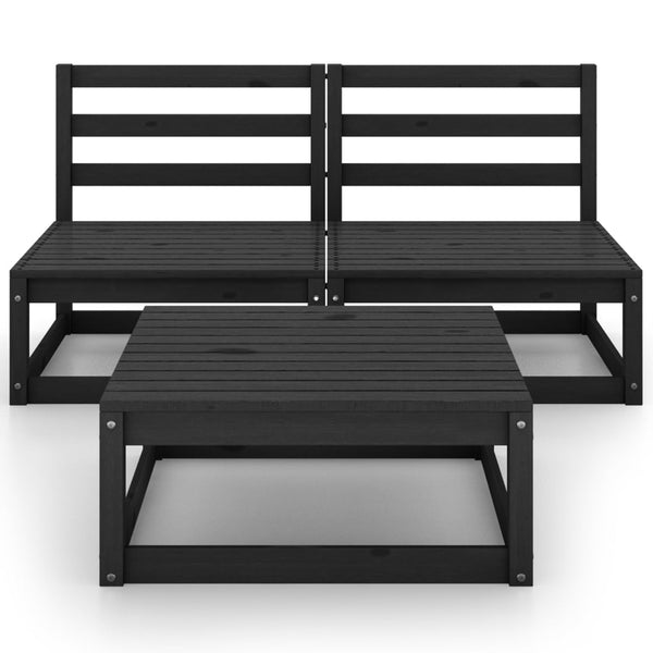 Schwarze Gartensofa-Garnitur Iutalim (3-teilig, Kiefer)