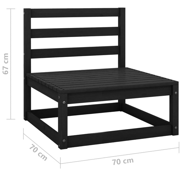 Schwarze Gartensofa-Garnitur Iutalim (3-teilig, Kiefer)