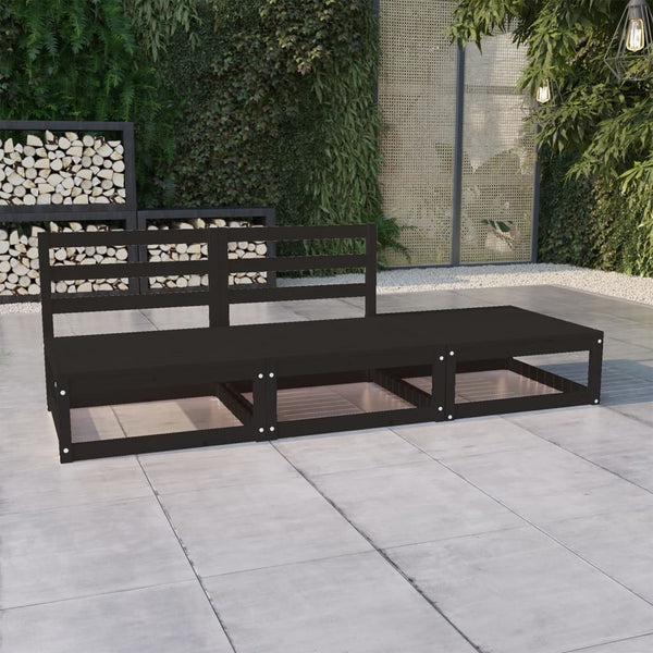 Schwarze Gartensofa-Garnitur Iutalim (3-teilig, Kiefer)