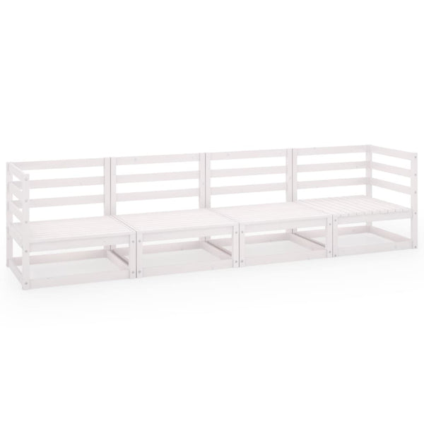 Weißes Gartensofa Mihalaghe (4-Sitzer, Kiefer)
