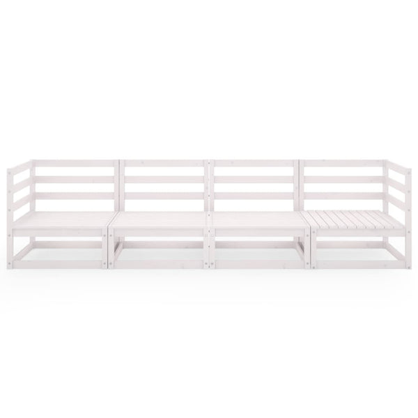Weißes Gartensofa Mihalaghe (4-Sitzer, Kiefer)
