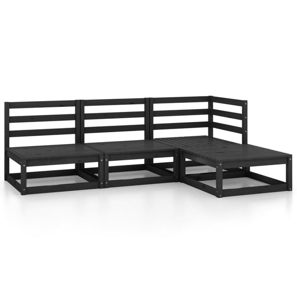Schwarzes Gartens loungeset Cartiu (4-teilig, Kiefer)