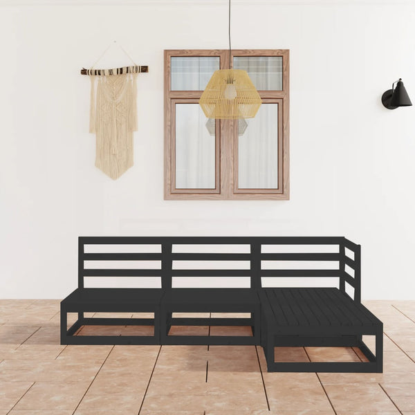 Schwarzes Gartens loungeset Cartiu (4-teilig, Kiefer)