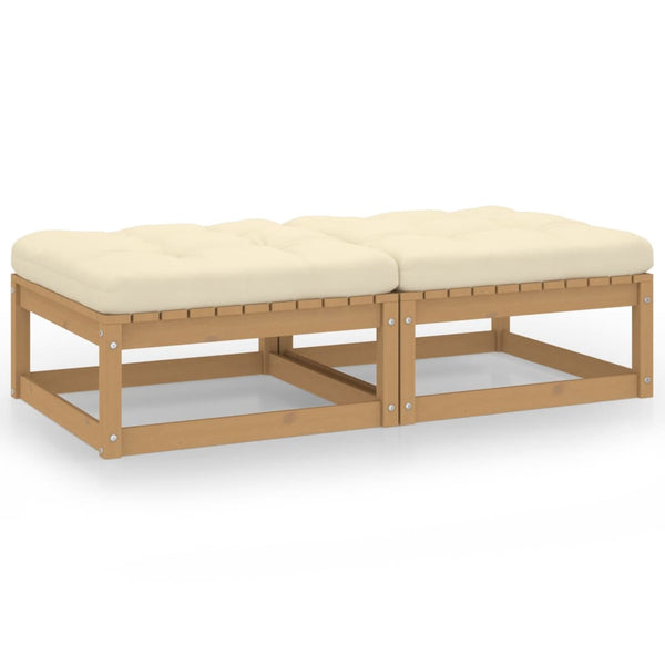 Gartenhocker Ghicu aus Kiefernholz mit Kissen (2er Set)