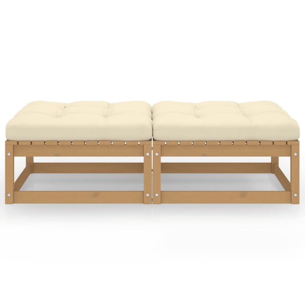 Gartenhocker Ghicu aus Kiefernholz mit Kissen (2er Set)