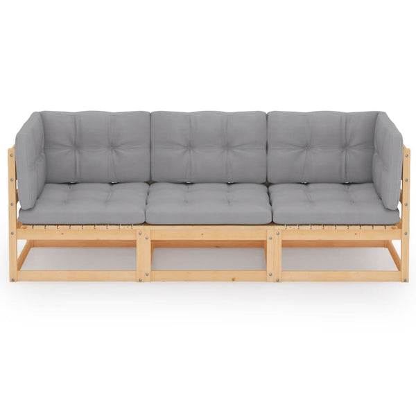 Gartensofa Lileta (3-Sitzer, mit Kissen, Kiefer)