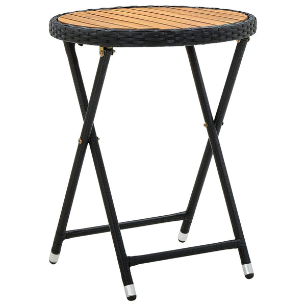Schwarzer Teetisch Herro 60 cm (Polyrattan und Akazienholz)