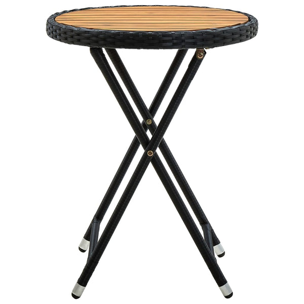 Schwarzer Teetisch Herro 60 cm (Polyrattan und Akazienholz)