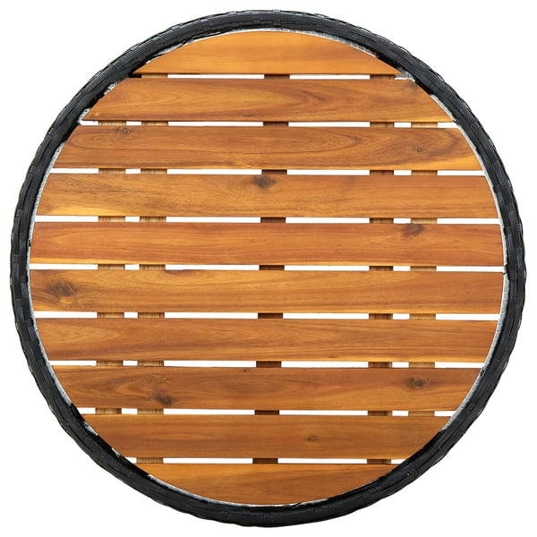 Schwarzer Teetisch Herro 60 cm (Polyrattan und Akazienholz)