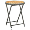 Grauer Teetisch Herro 60 cm (Polyrattan und Akazienholz)