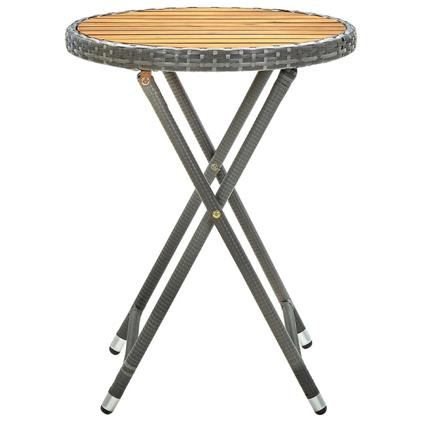 Grauer Teetisch Herro 60 cm (Polyrattan und Akazienholz)