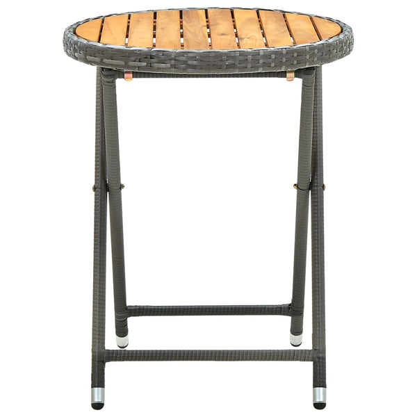 Grauer Teetisch Herro 60 cm (Polyrattan und Akazienholz)