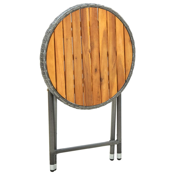 Grauer Teetisch Herro 60 cm (Polyrattan und Akazienholz)