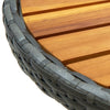 Grauer Teetisch Herro 60 cm (Polyrattan und Akazienholz)