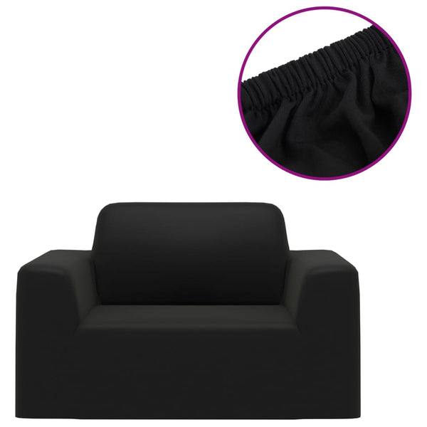 Schwarzer, elastischer Sofabezug Pastorita (Polyester-Jersey)