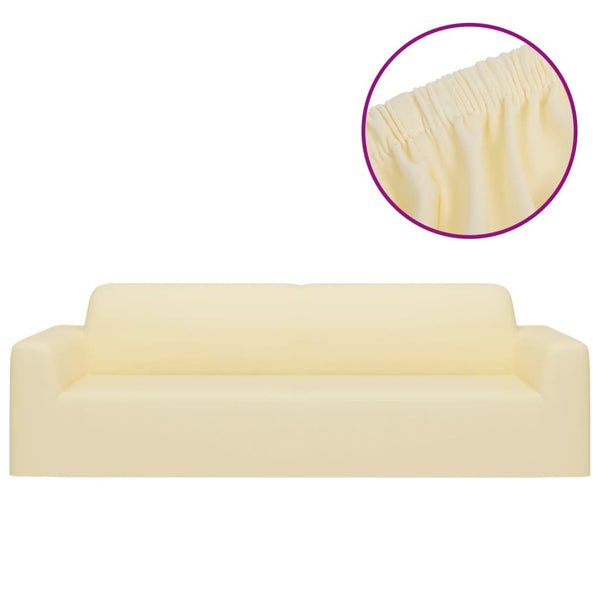 Cremefarbener elastischer 3-Sitzer-Sofabezug von Pastor (Polyesterjersey)