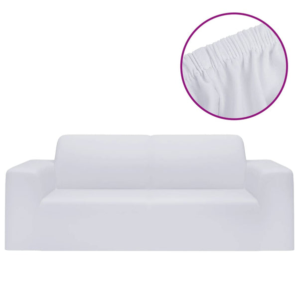 Weißer elastischer 2-Sitzer-Sofabezug Pastorita (Polyester-Jersey)