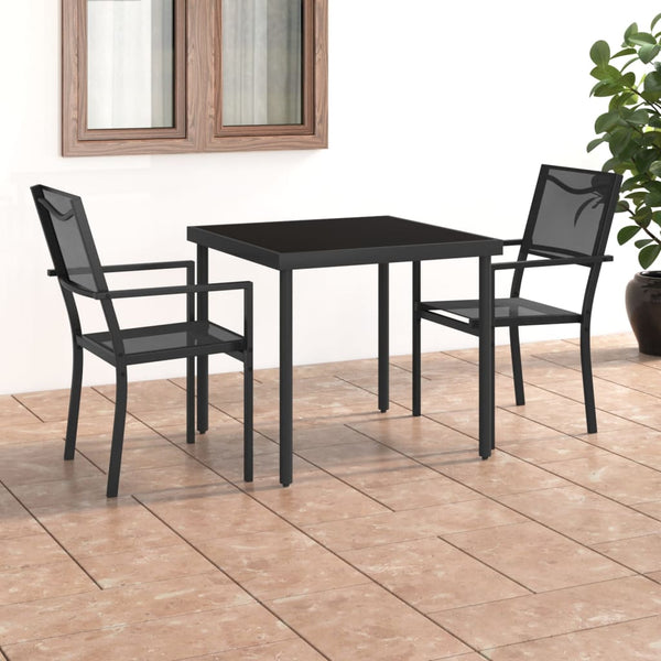3-teilige Outdoor-Essgruppe aus Stahl Dorinela