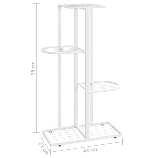 Weißer 4-stöckiger Blumenständer Minadora 43x22x76cm (Metall)