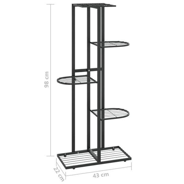 Schwarzer Blumenständer Minadora 43x22x98cm (5-stöckig, Metall)