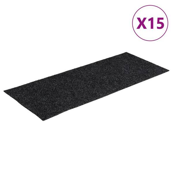 Nicolau 60x25cm selbstklebende Treppenmatten in Grau (15 Stück) rechteckig