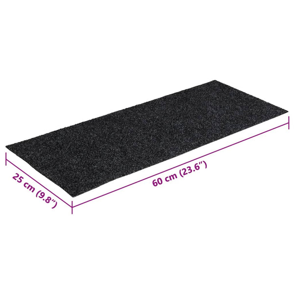 Nicolau 60x25cm selbstklebende Treppenmatten in Grau (15 Stück) rechteckig