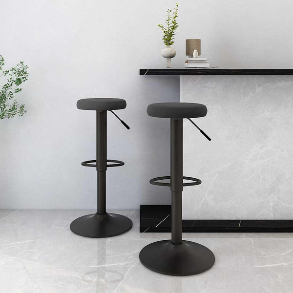 Schwarze Barhocker Vighenia (2er Set Samt)