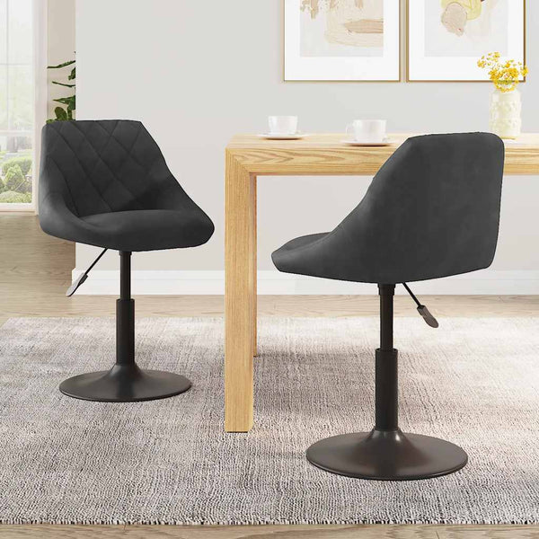 Schwarze drehbare Esszimmerstühle Sanica (2er-Set Samt)
