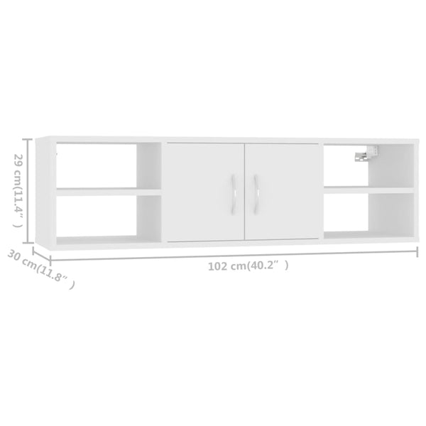 Weißes Wandregal Michelangelo 102x30x29cm (Holz)