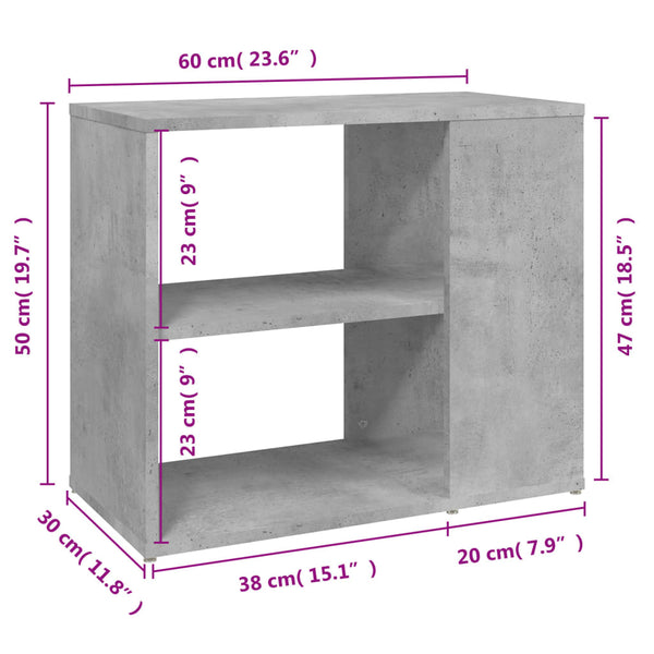 Betongrauer Beistellschrank Dinicu 60x30x50cm (Holz)