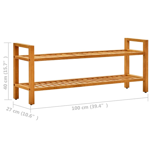 Schuhregal Mugur 100x27x40cm (2 Böden, massive Eiche)