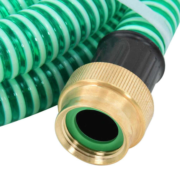 Grüner Saugschlauch mit Messinganschlüssen (PVC), Länge 1,1 m