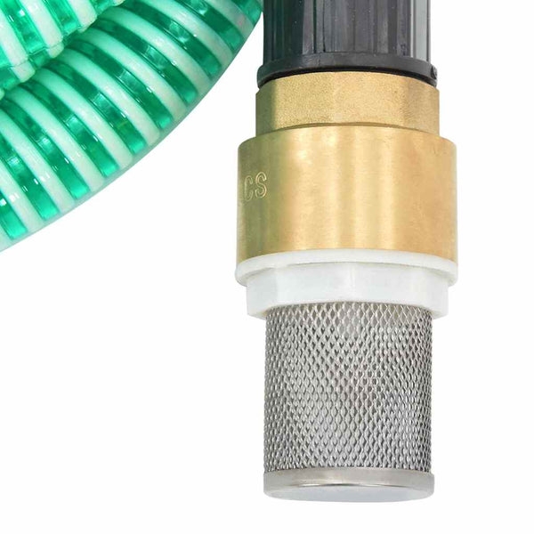 Grüner Saugschlauch mit Messinganschlüssen (PVC), Länge 1,1 m