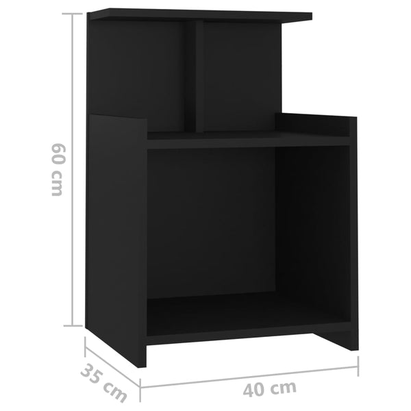 Nachttische Jasmyne 40x35x60cm, schwarz (2 Stk., Holz)