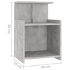 Nachttische Jasmyne, betongrau, 40x35x60cm (2 St. Holz)