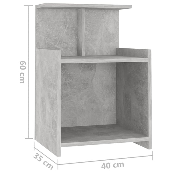 Nachttische Jasmyne, betongrau, 40x35x60cm (2 St. Holz)