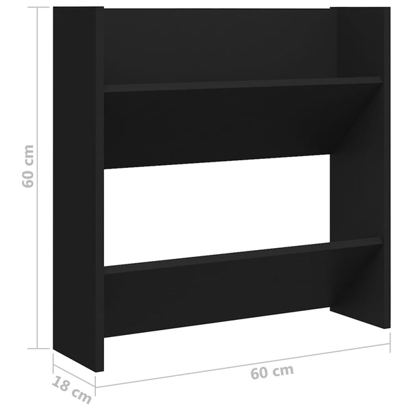 Schwarze Wandschuhschränke Mesaros 60x18x60cm (4 Stk. Holz)