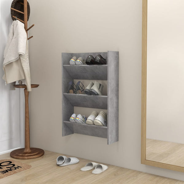 Betoninharmaa seinäkenkäkaappi Mesaros 60x18x90cm (lastulevy)