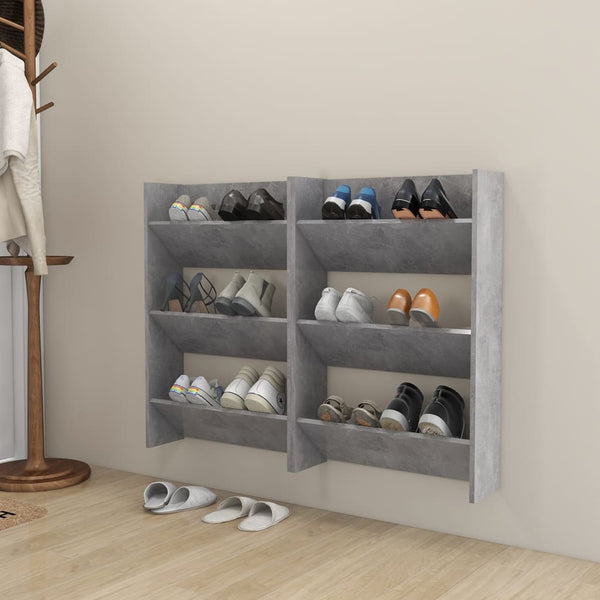 Wandschuhschränke Mesaros 60x18x90 cm, Betongrau (2 Stück Spanplatte)