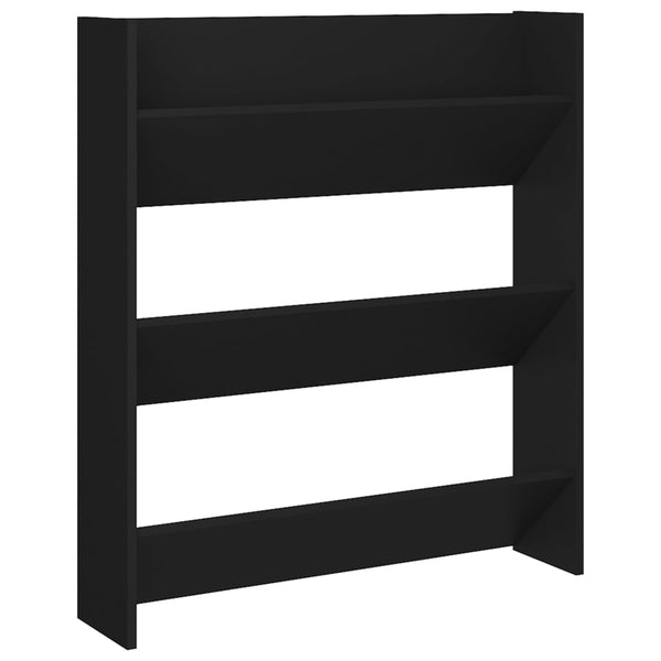 Schwarzer Wandschuhschrank Mesaros 80x18x90cm (Holz)