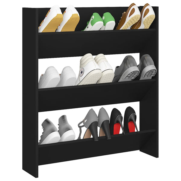 Schwarzer Wandschuhschrank Mesaros 80x18x90cm (Holz)