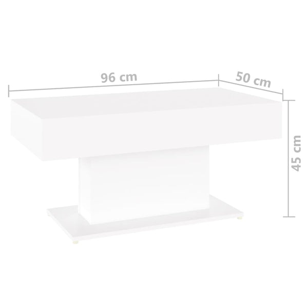 Valkoinen sohvapöytä Eutalia 96x50x45cm (puinen)